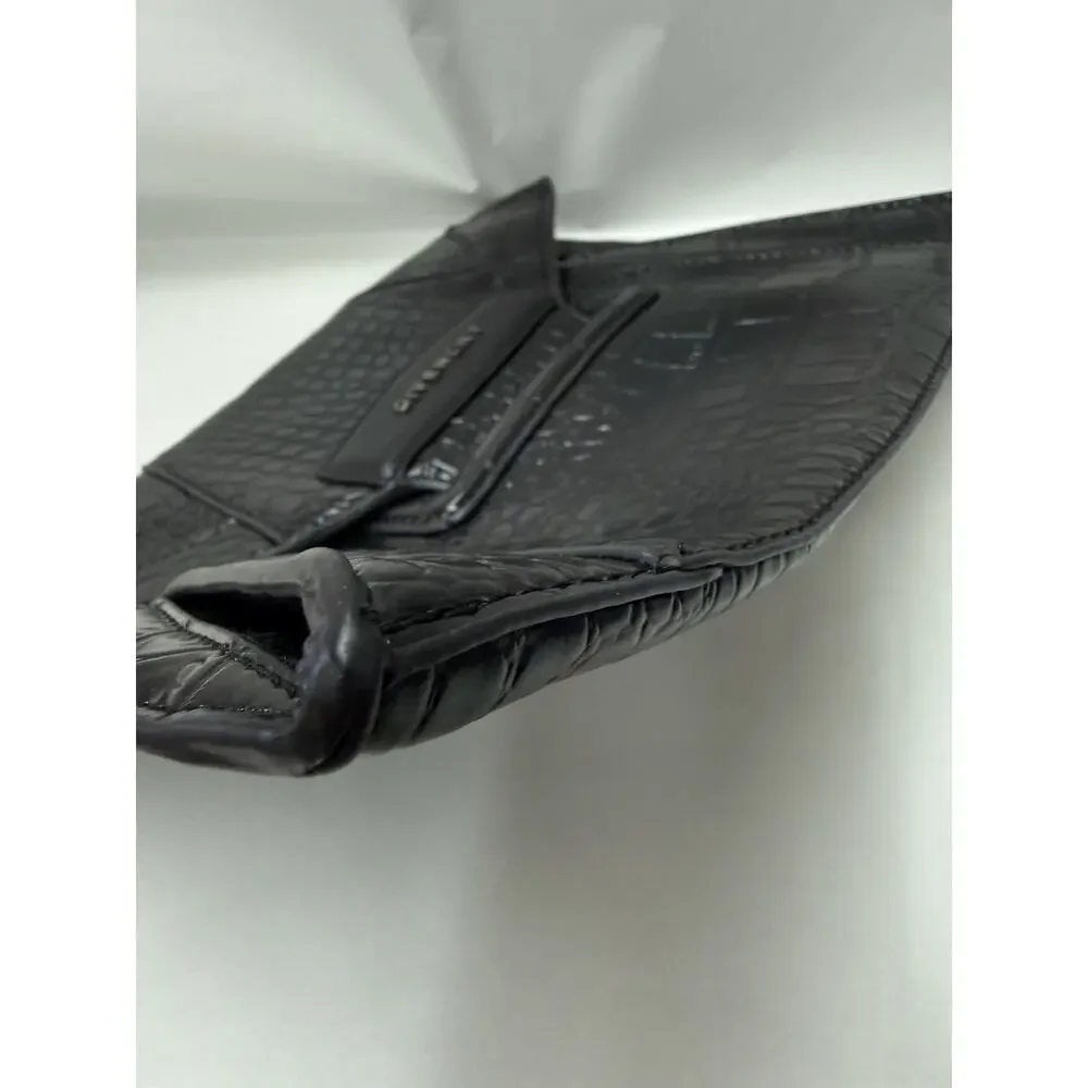 Givenchy Antigona Medium Envelope Clutch Black Croc Embossed Calfskin Leather
